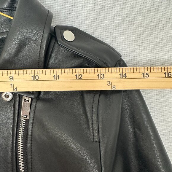 FOREVER 21 KIDS MOTO JACKET BLACK FAUX LEATHER FULL ZIP POCKETS SIZE 11/12 - Picture 9 of 12
